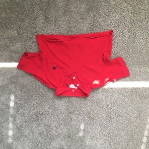 Red polo crop cute and comfortable as well as can be altered in a casual setting